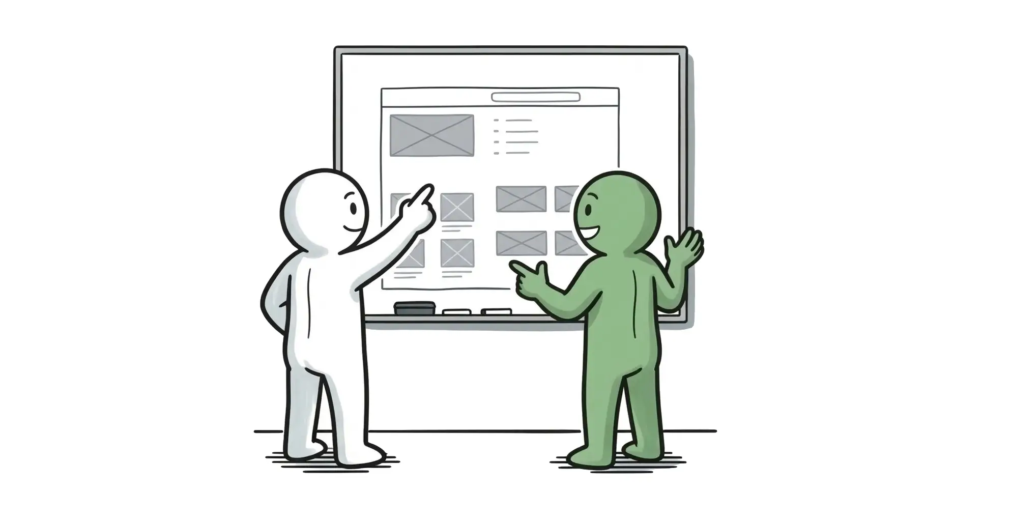 Illustration of a user proposing a solution based on familiar processes rather than underlying service needs